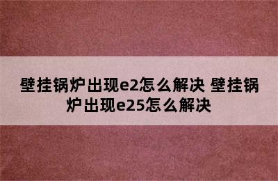 壁挂锅炉出现e2怎么解决 壁挂锅炉出现e25怎么解决